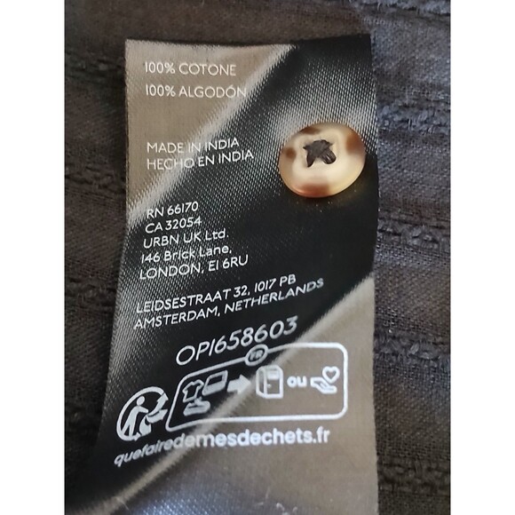 Pilcro | Anthropologie Black 1X Textured Button Front Blouse Ruffle Collar Boho - Picture 14 of 14